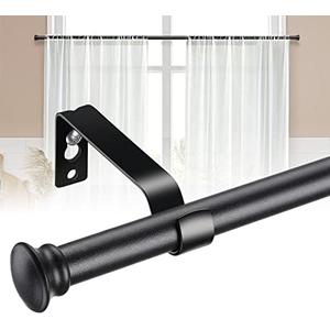 Curtain Rods for Windows 48 to 93” - 5/8 Inch Heavy Duty Metal Curtain Rods Set - Rustic Decorative Drapery Rods with Brackets for Farmhouse,Bedroom,Sliding Glass Door - Matte Black