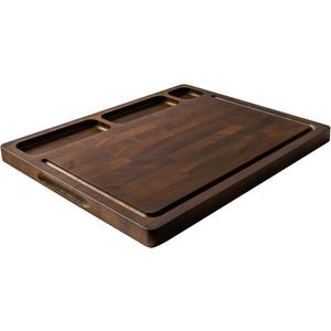 Walnut Cutting Boards For Kitchen, End Grain Wooden Cutting Board with Handle, Dark Walnut Chopping Board Double Sided Charcuterie Boards For Meat, Vegetables, Fruits, Cheese