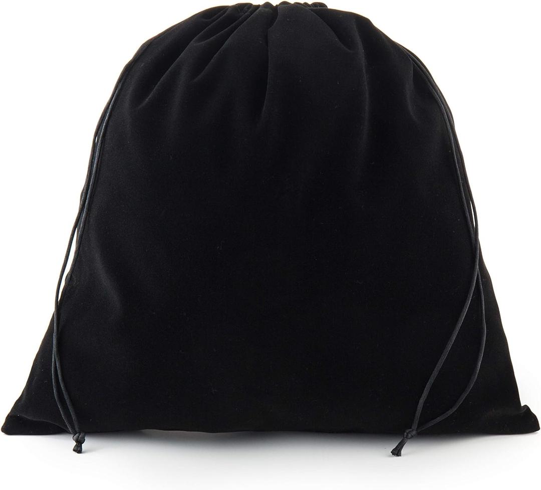 Sanrich 5 Pack Large Black Velvet Pouch Bags With Drawstring -14 x14 INCH Treat Bag Dust Bag For Gift Hair Dryer Hotel Storage Velvet Gym Bags Drawstring Cloth Packing