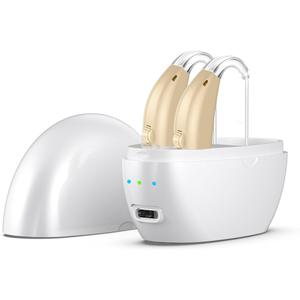 SysyaztqHearing Aids Rechargeable for Seniors, Lightweigh,hones Charging Case Stepless Volume Control, Standby 80h