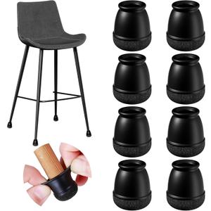 24 Pcs Extra Small Chair Leg Floor Protectors, Silicone Chair Leg Protectors for Hardwood Floors, Round Felt Pads Caps Chair Leg Covers to Protect Floors from Scratches & Noise(Black, Fit 0.35"-0.55")