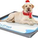 Pee Pad Holder for Dogs, 27"X27" Non-Slip Silicone Puppy Pad Holder with 1-Inch Raised Edge, Floor Protection for Indoor Use, Fits Most Training Pads, Easy to Clean, Grey