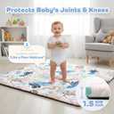 1.5" Thick Play Mat for Baby, 50x50 Play Mat Removable & Machine Washable Cover Softness Foam Play Mat, Easy-Clean Hygienic, Comfort Safety Kids Crawling (Tummy Time Leaves)