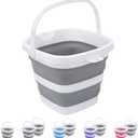 Collapsible Bucket, 5L 1.3Gallon Small Cleaning Mop Buckets for Household Outdoor Car Washing Tub Plastic Foldable Portable Camping Beach Sand Water Pot Pail Space Saving Square Grey