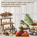 Roowest Wood Cake Stands Set of 6 Wood Dessert Tower Dessert Trays Desert Stands Cupcake Stand Rustic 3 Tier Farmhouse Cupcake Serving Stands with Dessert Trays for Tea Party (Brown)