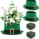 Medoore 2 Pack St. Patrick's Day Hat Vase Table Centerpiece Green High Top Hat Pot with Flower Mud Box Plant Pots Flower Arrangement Container for St. Patrick's Day Table Home Party Decor