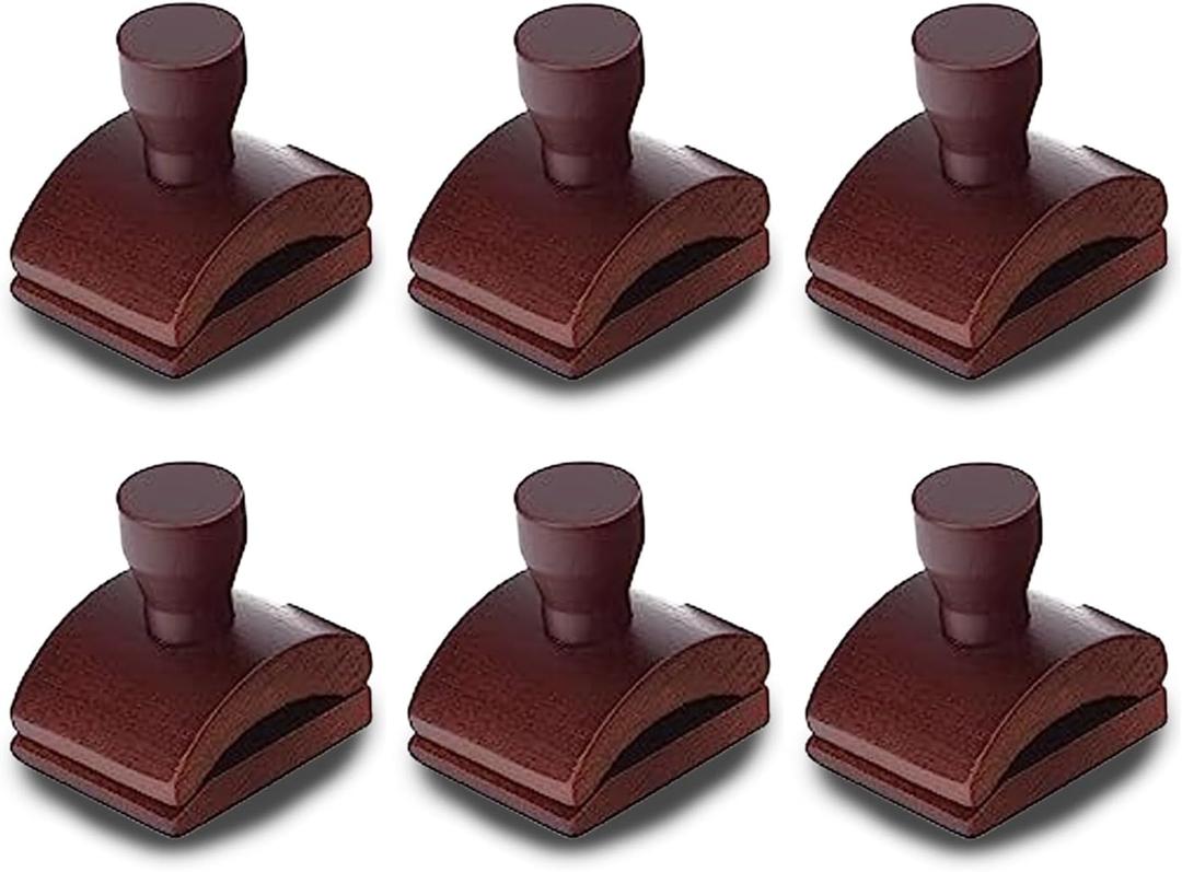Impresa Pack of 6 Wood Quilt Wall Hanger Clips - Mahogany, Wood Extra-Wide Grip Clips for Hanging Quilts on Wall - Heavy-Duty Textile Art Holder Design - Mahogany Finish Mounts for Photo Display