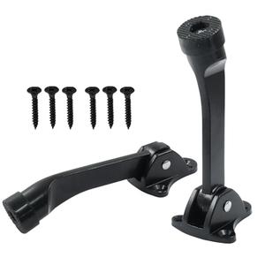 Luomorgo 2 Pack Kickdown Door Stopper, Heavy Duty Door Stop with Anti-Slip Rubber Tip, 4 Inch Door Stops Holder Kickdown Doorstop for Bottom of Door, Black