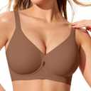 Wireless Bras for Women No Underwire Jelly Bras Seamless Push Up Full Coverage Bralettes Comfortable Everyday Bra (Medium, Brown)