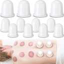 TrelaCo 12 Pcs 2 Size Cupping Therapy Set Silicone Anti Cellulite Cupping Kit for Massage Therapy Cupping Therapy Set Vacuum Suction Cup for Arthritis Relief, Pain Reduction Adults Home Use (White)