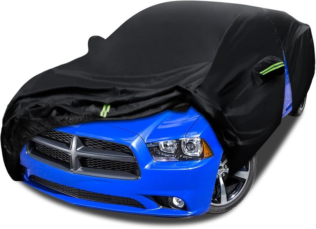 Car Cover Custom Fit for Dodge Charger 2006-2025, Waterproof All Weather Full Exterior Cover Rain Sun Hail Protector Car Cover with Door Zipper