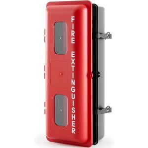 DoubleFill 1 Pcs 10 lb Fire Extinguisher Cabinet Box with Internal Rope Fastening and External Latch Sturdy Plastic Holder Case Vandal-Resistant Weatherproof Protect Indoor Outdoor (26 x 12 x 9 in)