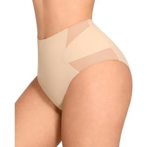 FeelinGirl Tummy Control Underwear Shapewear for Women Mid Waisted Shaping Panties Lower Belly Body Shaper Girdle (Beige, XL)