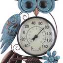 MUMTOP Outdoor Thermometer, 42 Inch Metal Owl Garden Stake Outside Wall Thermometer for Patio, Yard and Garden