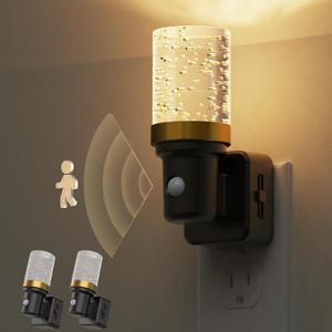 L LOHAS LED Motion Sensor Night Light, 2Pack Motion Activated Night Lights Plug into Wall, 0-100LM Dimmable Nightlight, 180Rotatable Plug in Night Light, 1W LED Bubble Nightlights for Bathroom Adults