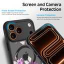 for iPhone 17 Pro Max Case, Black Floral Flower Pattern Case [Compatible with MagSafe] [Translucent Matte] Cute Slim Shockproof Protective Women Girls iPhone Case, Pink Purple Flower