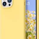 DOMAVER for iPhone 14 Pro Case Liquid Silicone Soft Gel Rubber Microfiber Lining Cushion Cover Shockproof Protective Phone Cases Compatible with iPhone 14 Pro(6.1 inch)-Yellow