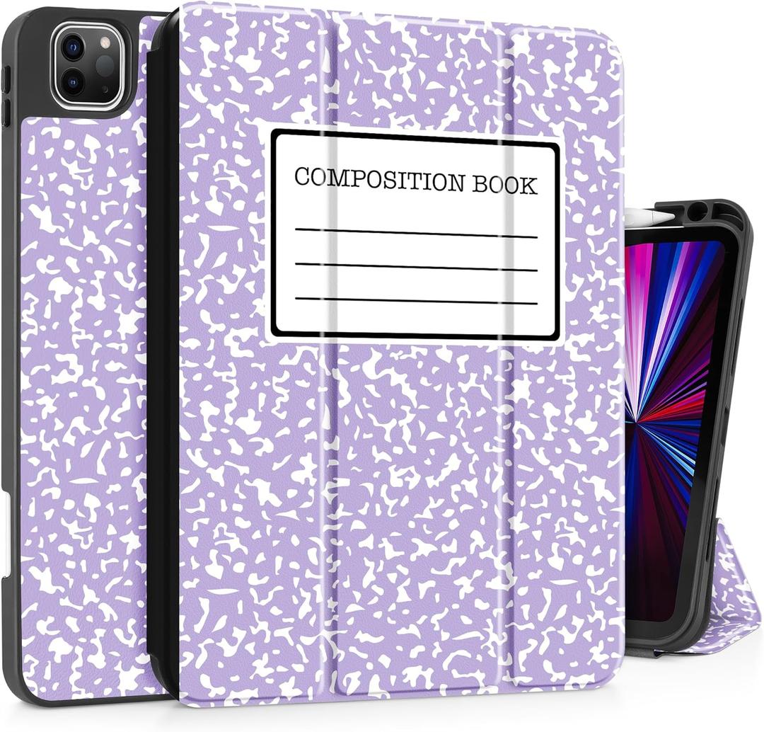 Tuiklol for iPad Pro 11 inch Case 2022 2021 2020 2018 (1/2/3/4 Gen), Convenient Magnetic Attachment, Pencil Holder, Auto Wake/Sleep, Trifold Stand Smart Case with Soft Back, Purple Composition Book Tuiklol for iPad Pro 11 inch Case 2022 2021 2020 2018 (1/2/3/4 Gen), Convenient Magnetic Attachment, Pencil Holder, Auto Wake/Sleep, Trifold Stand Smart Case with Soft Back, Purple Composition Book