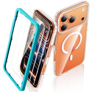 SMARTDEVIL Magnetic MagSafe Case for iPhone 17 Pro Max, Strong Magnetic Clear Shockproof Cover with 2 Screen Protectors, Ultra-Slim Anti-Yellowing Phone Case-White