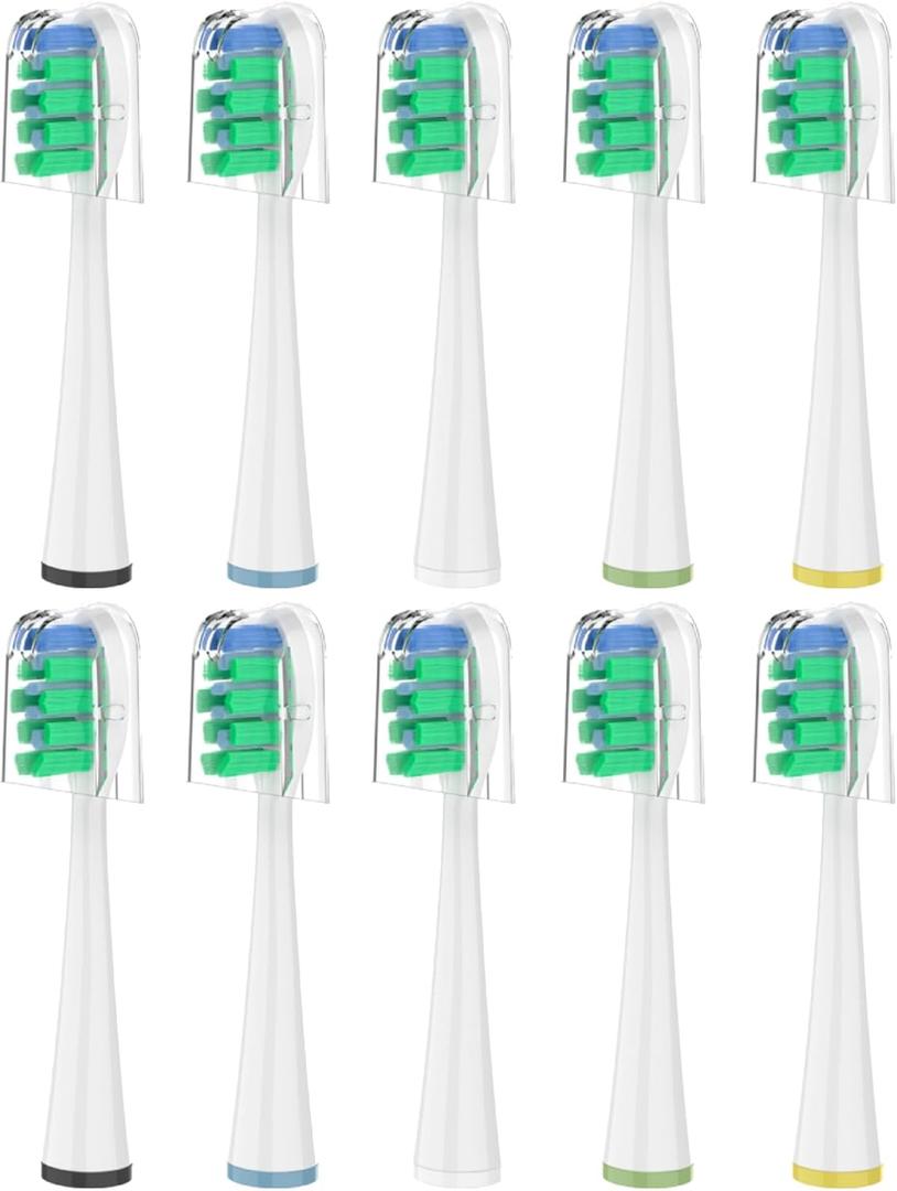 Replacement Brush Heads for Waterpik Sensonic Complete Care Toothbrush, with Covers, Compact, White, 10 Count