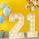 4ft Light Up Numbers 21 Large Numbers with Lights Bulbs White Marquee Frame for Her Him 21st Birthday Party Decorations Pre-Cut Mosaic Cardboard Giant Cut-Out Thick Foam Board Sign Anniversary