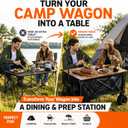 Folding Camping Wagon Table Accessory | 200LB Capacity, Universal Fit for 40"-50" Utility Carts | Instant Setup Portable Camp Table for Outdoor Picnics & Tailgating