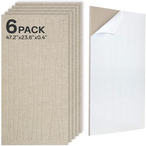 Acoustic 6 Pack Sound Absorbing Shape Cutting Panels, 47.2"x 23.6"x 0.4" Self-Adhesive Noise Reduction Wall Panels for Office, Home Theater, Recording Studio(Camel)