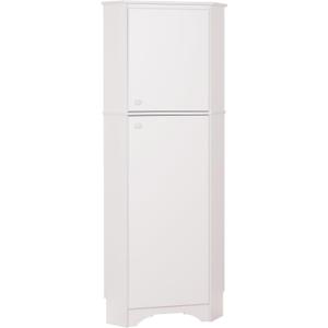 Prepac Elite 72" Tall Corner Cabinet Storage with 2 Doors, Wood Bathroom Storage with 3 Adjustable Shelves, Free Standing Corner Pantry Cabinet Suitable for Kitchen, Entryway, Bathroom, White