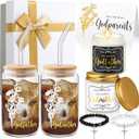 9 Pcs Godparents Proposal Gift Set Will You Be My Godmother Godfather Glass Cup Scented Candle Cross Bracelet Cards Box from Godchild Baptism Padrino Madrina Uncle Aunt Gifts