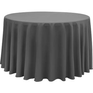 Obstal 210GSM Round Table Cloth, Water Resistance Microfiber Tablecloth, Decorative Fabric Circular Table Cover for Outdoor and Indoor Use (Grey, 120 Inch Diameter)