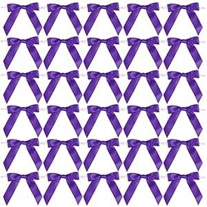 AIMUDI Black Bows 2.5" Satin Bows for Gift Wrapping Twist Tie Bows for Crafts Pre-Tied Black Satin Ribbon Bows Small Gift Bows for Treat Bags Party Favors Wedding Decorations - 50 Counts