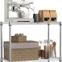 IZEUK 2 Tier Adjustable Metal Storage Shelving Unit, Heavy Duty Wire Rack Organizer for Kitchen, Living Room or Office, 220 lbs Capacity, 27.6 W x 11.8 D x 23.4 H, Chrome