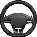 D Shaped 14.5-15 Inch Steering Wheel Cover, 3D Honeycomb Anti-Slip Design with Great Grip, Flat Bottom Comfy Car Steering Wheel Protector (Black)
