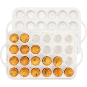 Datunsu 24 Cups Mini Muffin Pan - 2 Pack Silicone Cupcake Pans Nonstick 24, Small Cake Silicone Molds Peanut Butter Cup Mold Brownie Pan Muffin Tins