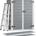 DWVO 4.3x2x5.5ft Outdoor Vertical Storage Shed with 2 Shelves, 50 Cu Ft Waterproof Resin Garden Shed with Lockable Door, Plastic Tall Tool Cabinet for Garbage Cans, Lawn Garden Supplies (Gray)
