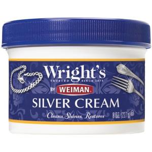 Wright's Silver Cleaner and Polish Cream, 8 Ounce, Gently Clean and Remove Tarnish for Jewelry, Pewter, and Sliver Without Scratching, Ammonia Free