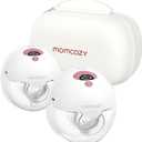 Momcozy Breast Pump Hands Free M5, Wearable Breast Pump of Baby Mouth Double-Sealed Flange with 3 Modes & 9 Levels, Electric Breast Pump Portable - 24mm, 2 Pack Cozy Red