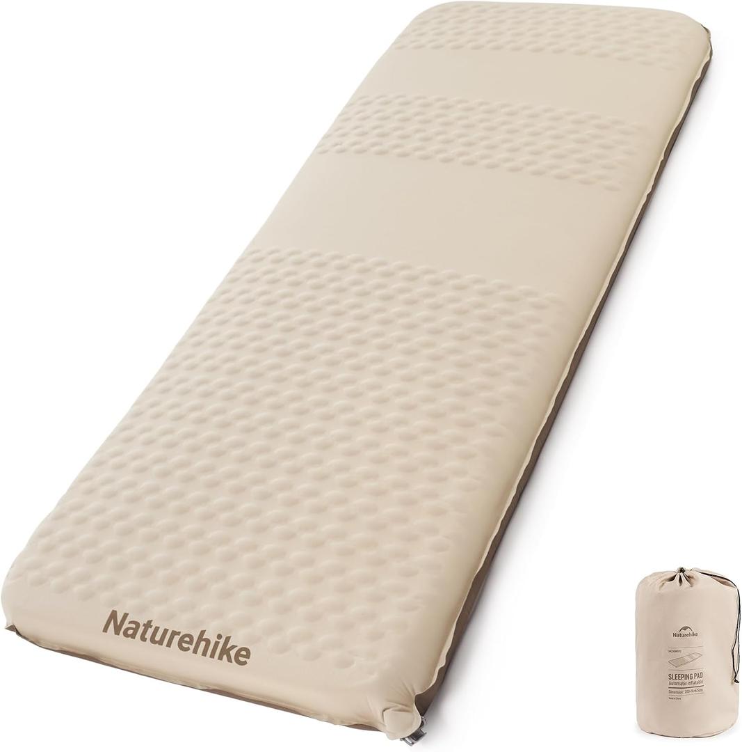 Naturehike 2.56 Thick Self Inflating Sleeping Pad for Camping with Foam, Inflatable Twin Size Camping Mattress for Outdoors, Car, Home, ISPO Award Winning Processes