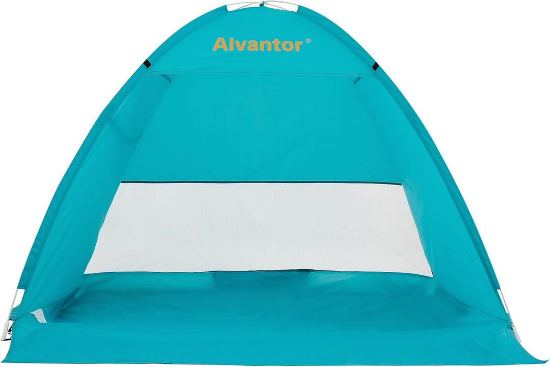 Alvantor Beach Tent Beach Umbrella Outdoor Sun Shelter Cabana Automatic Instant Pop-Up UPF 50+ Portable Beach Shade Camping Fishing Hiking Canopy Easy Set Up Light Weight Windproof for 2-3 Person (79"x53"x47", Teal)