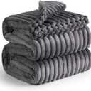 Bedsure GentleSoft Grey Fleece Queen Blanket for Couch - Cozy Soft Blankets for Women, Cute Small Throws for Girls, 90x90 Inches