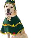 cyeollo Large Dog Christmas Costume Cute Christmas Tree Outfit Pet Dog Clothes Xmas Costumes for Big Size Dogs, Green XL