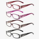 Kerecsen 4 Pairs Ladies Reading Glasses Spring Hinge with Laser Pattern Readers +0.75