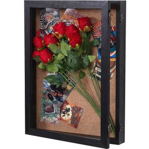 Extra Large Shadow Box 18x24, Big Shadow Boxes Display Cases with Hinged Door for Keepsake Collages Photos Tickets Flowers Bouquet Memorial Items(Black)