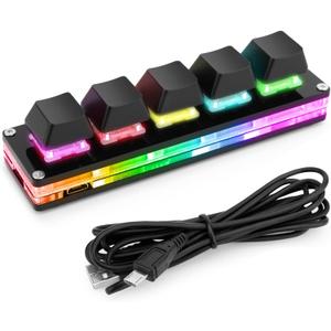 Ecarke Upgrade Black 5 Keys Mini Macro Mechanical Keyboard Gaming Keypad Hot Swap Game Keyboards USB Data Cable for Windows Mac OSU HID Standard Keyboard Cherry Shaft & RGB LED