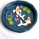 Koi Fish Ring Dish - Resin Jewelry Tray, Jewerly Holder for Women& Engagement Gift, Wedding Ring Holder for Ceremony, Key Bowl for Trinkets, Small Decorative Tray (Dark blue)