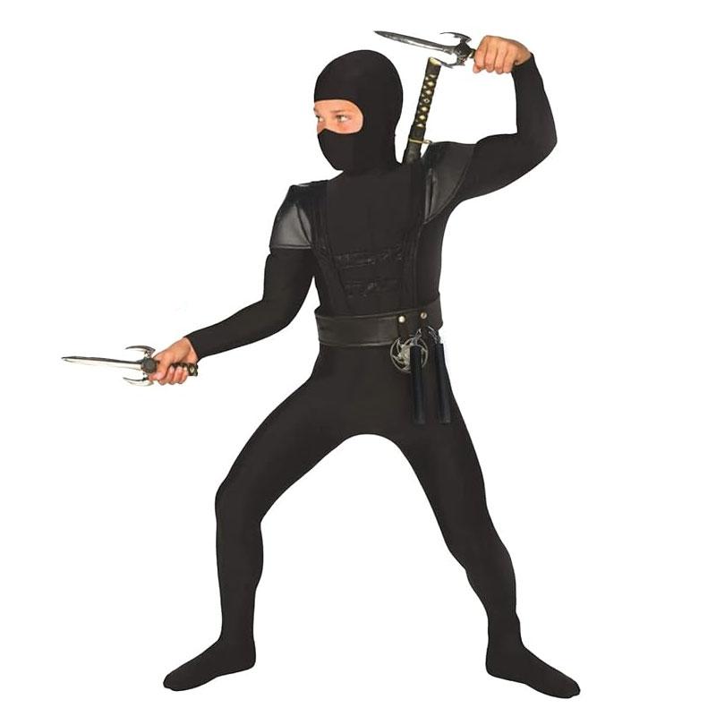 Kids Black Ninja Costume, Medium