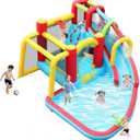 Inflatable Water Slide Bounce Castle with Blower, Dry and Wet Blow Up Jumping Bouncer with Slide, Climbing Wall, Basketball, Funny Tunnel, Soccer, Ball Pit Pool for Outdoor