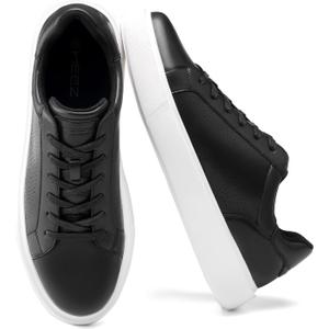 HEEZ Men's Dress Sneakers, Split Leather Business Casual Shoes for Men Lightweight, Breathable Comfortable Casual Dress Shoes for Office Travel Daily