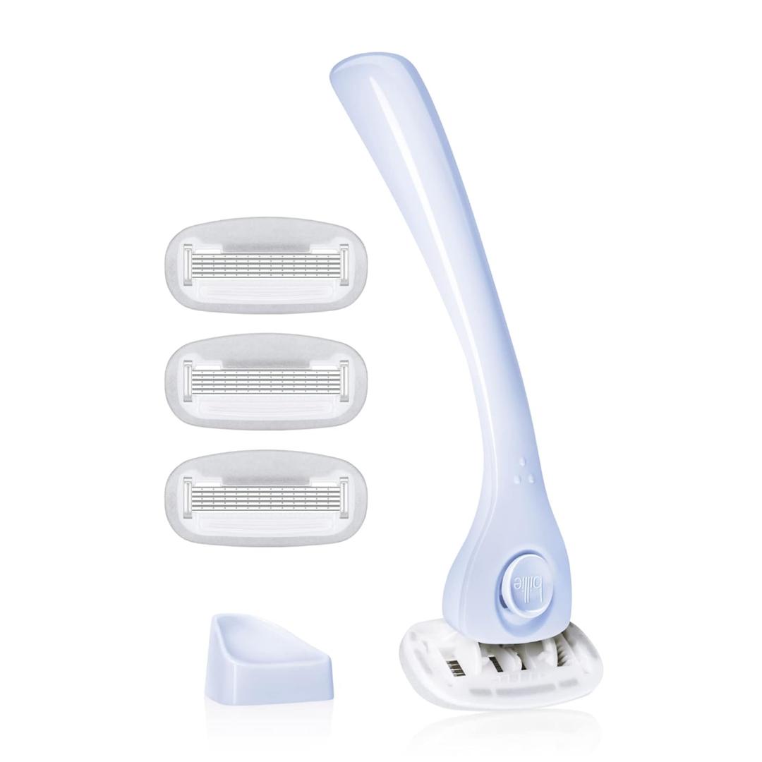 Billie Razors for Women Shave Kit Women's Razor + 4 x 5-Blade Razor Refills + Magnetic Holder Cool Blue (1 Count (Pack of 1))