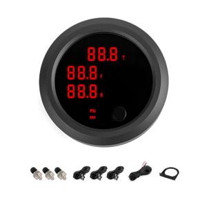 Three Display Air Pressure Gauge 232PSI LED Digital Air Ride Air Bag Suspension Press Meter 12V/24V Kit with 1/8 NPT Electrical Pressure Sensor for Air Ride Suspension Systems 2-1/16" 52mm (Red)
